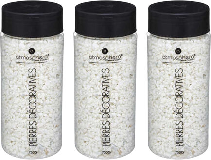 Atmosphera decoratie/hobby stenen/steentjes/kiezels - 3x - wit - extra klein formaat - 750 gram