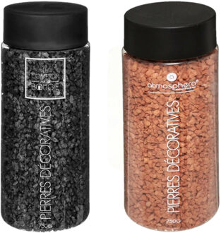 Atmosphera Decoratie/hobby stenen zwart en koraalrood 750 gram
