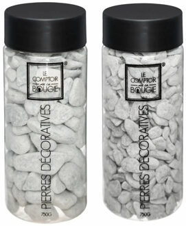 Atmosphera Decoratie stenen grijs - 2 maten mix - middelgroot en klein - 750 gram - 2 potten