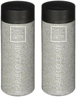 Atmosphera decoratie zand - 2x - lichtgrijs - 750 gram - Zandkorrels/hobby vulmateriaal