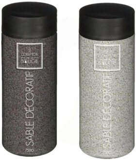 Atmosphera Decoratie zand - 2x potjes - grijs en zwart - 750 gram - Zandkorrels - hobby vulmateriaal