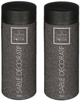 Atmosphera decoratie zand - 2x - zwart - 750 gram - Zandkorrels/hobby vulmateriaal