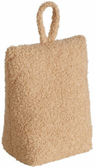 Atmosphera Deurstopper gewicht - 1 kg - lichtbruin - pluche/teddy stof - 21x10 cm - deur open