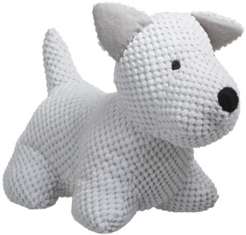 Atmosphera Deurstopper hondje - 1 kg - wit - polyester stof- 31 x 24 cm - deurstop
