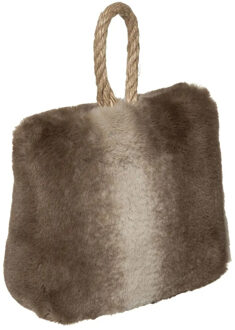 Atmosphera Deurstopper - nep bont - bruin - 17 cm - houdt deur tegen - gewicht