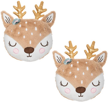 Atmosphera Dieren sierkussen kinderkamer - 2x - hertje - 31 cm - polyester