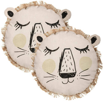 Atmosphera Dieren sierkussen kinderkamer - 2x - leeuw - 38 cm - polyester