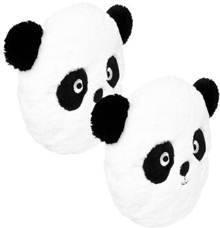 Atmosphera Dieren sierkussen kinderkamer - 2x - Panda beer zwart/wit - 27 cm - polyester
