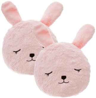 Atmosphera Dieren sierkussen kinderkamer - 2x - roze konijn - 27 cm - polyester
