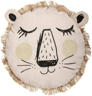 Atmosphera Dieren sierkussen kinderkamer - leeuw - 38 cm - polyester Beige