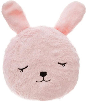 Atmosphera Dieren sierkussen kinderkamer - roze konijn - 27 cm - polyester