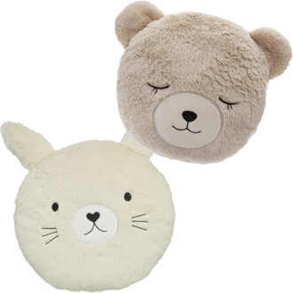 Atmosphera Dieren sierkussens kinderkamer - beer en konijn - 30 cm - polyester