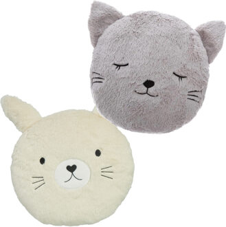 Atmosphera Dieren sierkussens kinderkamer - kat/poes en konijn - 30 cm - polyester