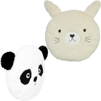 Atmosphera Dieren sierkussens kinderkamer - pandabeer en konijn - 30 cm - polyester