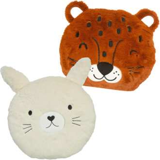 Atmosphera Dieren sierkussens kinderkamer - panter en konijn - 30 cm - polyester