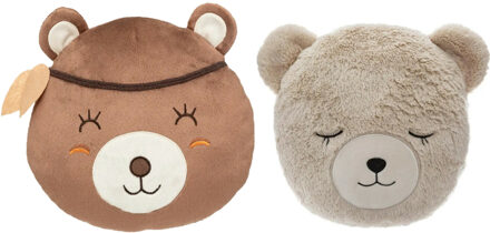 Atmosphera Dieren sierkussens - set 2x - kinderkamer - beren - 30 cm - polyester