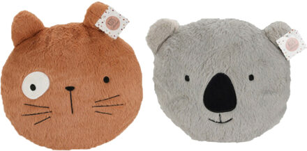 Atmosphera Dieren sierkussens - set 2x - kinderkamer - koala/kat - 30 cm - polyester - Sierkussens Multikleur