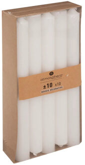 Atmosphera Dinerkaarsen - 10x stuks - ivoor wit - 10 branduren - 25 cm - kandelaar kaarsen