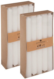 Atmosphera Dinerkaarsen - 20x stuks - ivoor wit - 10 branduren - 25 cm - kandelaar kaarsen