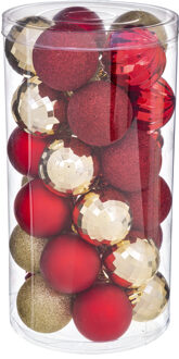 Atmosphera Feeric Christmas Kerstballen - 30x st - rood/champagne - D6 cm - kunststof - Kerstbal Multikleur