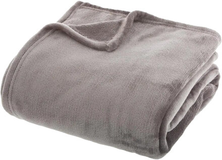 Atmosphera Fleece deken/fleeceplaid - betongrijs - 180 x 230 cm - polyester - bankdeken