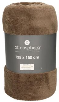 Atmosphera Fleece deken/fleeceplaid bruin 125 x 150 cm polyester - Plaids