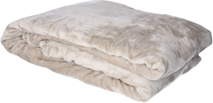 Atmosphera Fleece deken/fleeceplaid - grijs - 180 x 230 cm - polyester - bankdeken