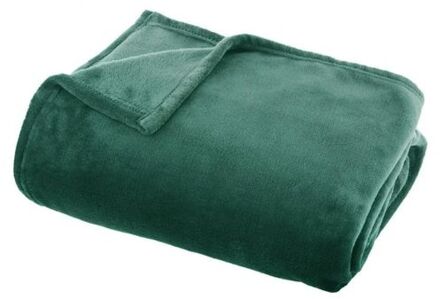 Atmosphera Fleece deken/fleeceplaid groen 125 x 150 cm polyester - Plaids