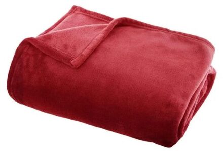 Atmosphera Fleece deken/fleeceplaid rood 125 x 150 cm polyester - Plaids