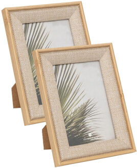 Atmosphera Fotolijstje - 2x - voor 10 x 15 cm foto - beige - mdf/glas - ornament frame 14.5 x 19.5 c