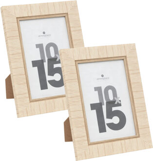 Atmosphera Fotolijstje - 2x - voor 10 x 15 cm foto - beige - mdf/glas - ornament frame 14.8 x 19.5 c