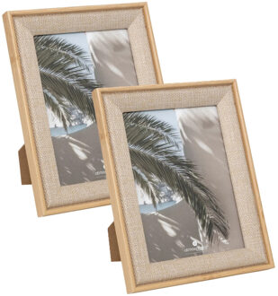 Atmosphera Fotolijstje - 2x - voor 13 x 18 cm foto - beige - mdf/glas - ornament frame 17.5 x 22.5 c