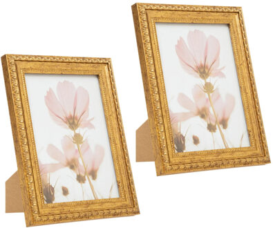Atmosphera Fotolijstje - 2x - voor 13 x 18 cm foto - goud - mdf/glas - ornament frame 17 x 22 cm
