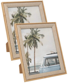 Atmosphera Fotolijstje - 2x - voor 20 x 25 cm foto - beige - mdf/glas - ornament frame 24.5 x 29.5 c