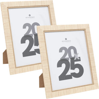 Atmosphera Fotolijstje - 2x - voor 20 x 25 cm foto - beige - mdf/glas - ornament frame 24.5 x 29.5 c