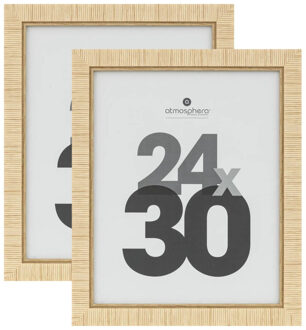 Atmosphera Fotolijstje - 2x - voor 24 x 30 cm foto - beige - mdf/glas - ornament frame 29 x 35 cm