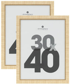 Atmosphera Fotolijstje - 2x - voor 30 x 40 cm foto - beige - mdf/glas - ornament frame 35 x 45 cm