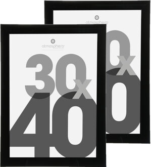 Atmosphera fotolijstje - 2x - zwart - kunststof/glas - 30 x 40 cm - staand en liggend
