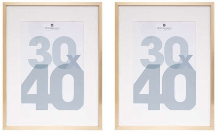 Atmosphera Fotolijstje met passe partout - 2x - voor een foto van 30 x 40 cm - goud - MDF/Glas