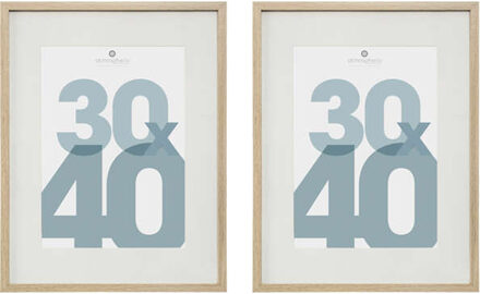 Atmosphera Fotolijstje met passe partout - 2x - voor een foto van 30 x 40 cm - naturel - MDF/Glas