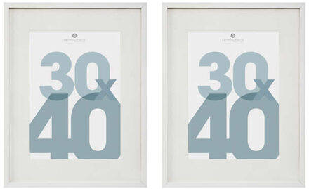Atmosphera Fotolijstje met passe partout - 2x - voor een foto van 30 x 40 cm - wit - MDF/Glas