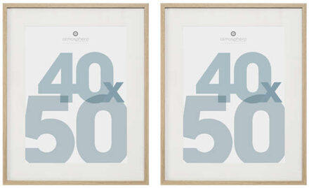 Atmosphera Fotolijstje met passe partout - 2x - voor een foto van 40 x 50 cm - naturel - MDF/Glas