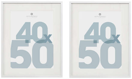 Atmosphera Fotolijstje met passe partout - 2x - voor een foto van 40 x 50 cm - wit - MDF/Glas