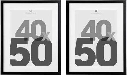 Atmosphera Fotolijstje met passe partout - 2x - voor een foto van 40 x 50 cm - zwart - MDF/Glas