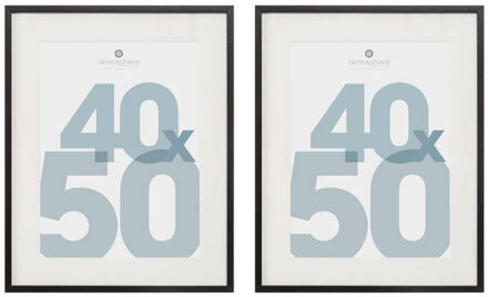 Atmosphera Fotolijstje met passe partout - 2x - voor een foto van 40 x 50 cm - zwart - MDF/Glas