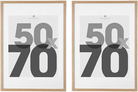 Atmosphera Fotolijstje met passe partout - 2x - voor een foto van 50 x 70 cm - naturel - MDF/Glas
