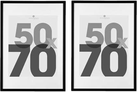 Atmosphera Fotolijstje met passe partout - 2x - voor een foto van 50 x 70 cm - zwart - MDF/Glas