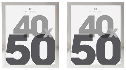 Atmosphera Fotolijstje Olympus - 2x - voor een foto van 40 x 50 cm - zilver - Kunststof/glas