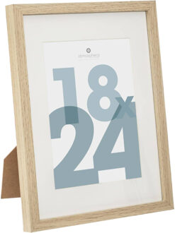 Atmosphera fotolijstje voor een foto van 18 x 24 cm - naturel - foto frame Manu - modern/strak ontwerp - Fotolijsten Beige