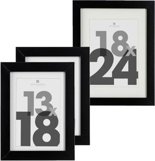 Atmosphera Fotolijstjes set - 1x voor 18 x 24 cm - 2x voor 13 x 18 cm - zwart - modern/strak ontwerp